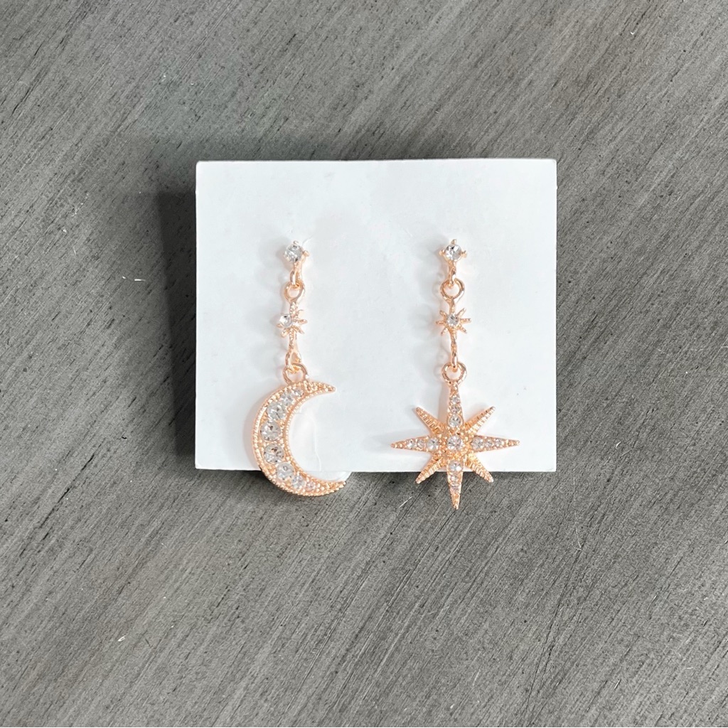 Star Crescent Moon Celestial Crystal Rhinestone Dangling 225 Earrings 18$